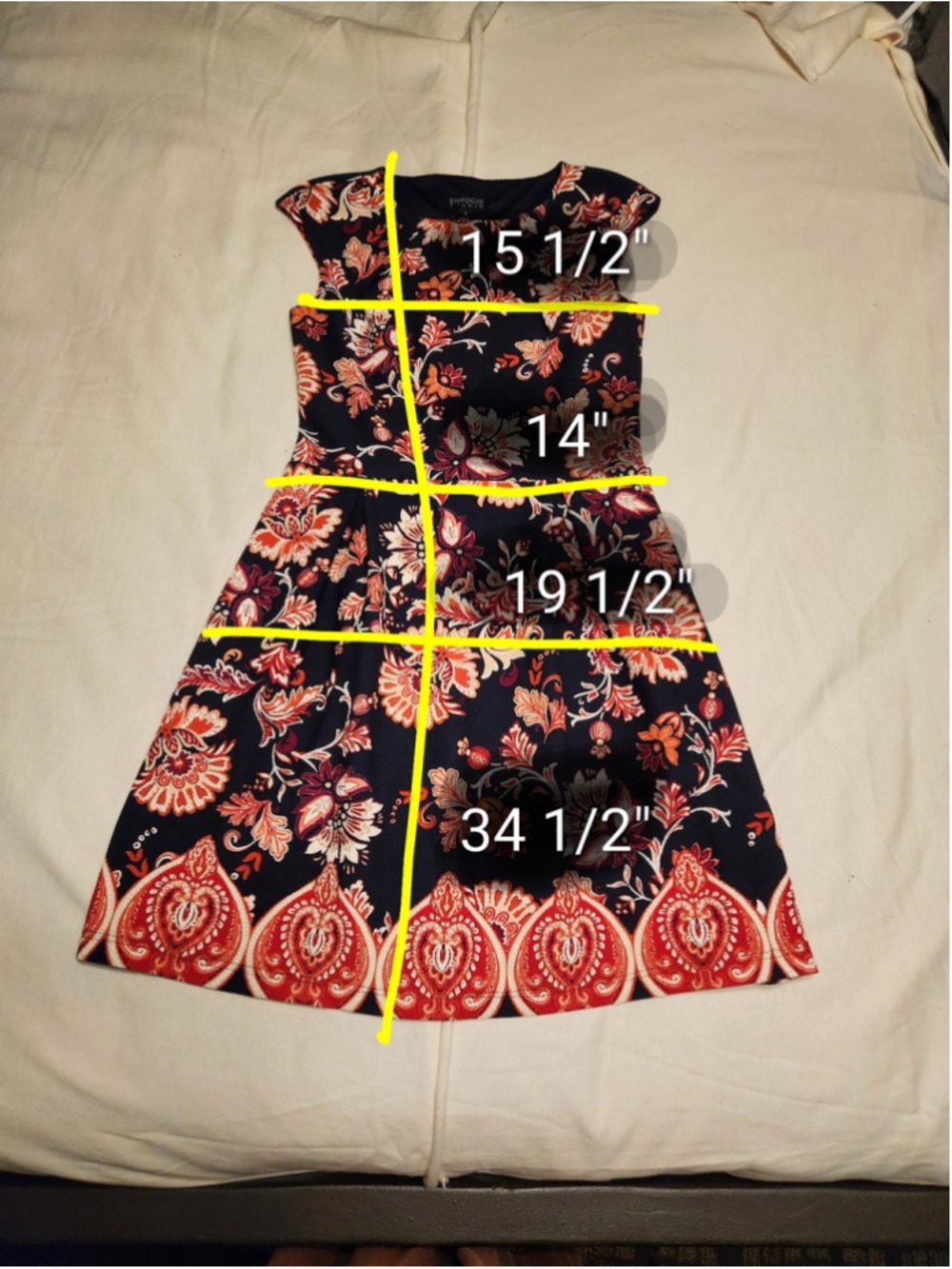 Enfocus Studio Black Red Floral Paisley A-Line Dress Large - Picture 10 of 10